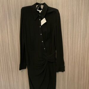 Veronica Beard Black Crepe Dress with waist ruching. NWT. Size 2.